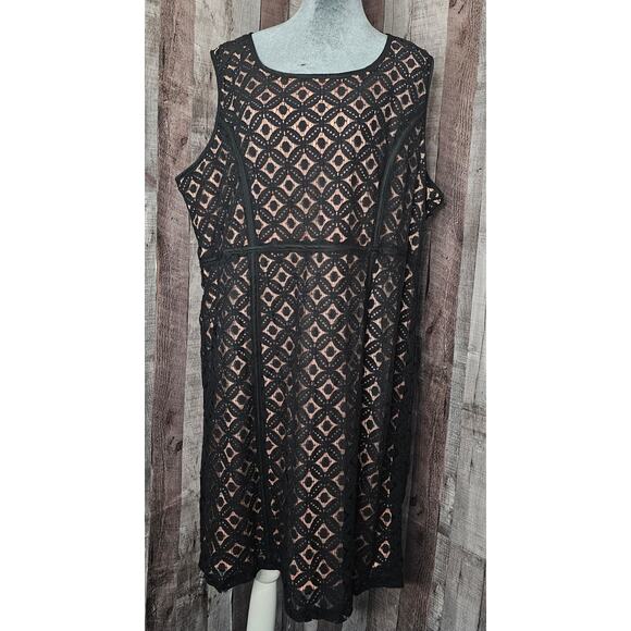 Simply Emma Dresses & Skirts - SIMPLY EMMA Black Eyelet Pink Lined Lace DRESS Sleeveless Emo Women's 22W NEW